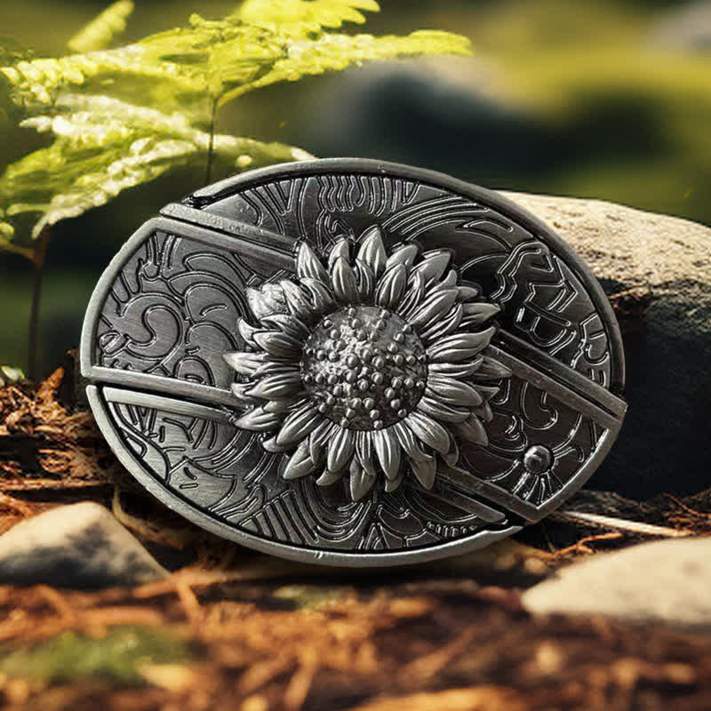 Set di fibbie per cintura in pelle con coltello pieghevole nascosto fai da te Flower Deer