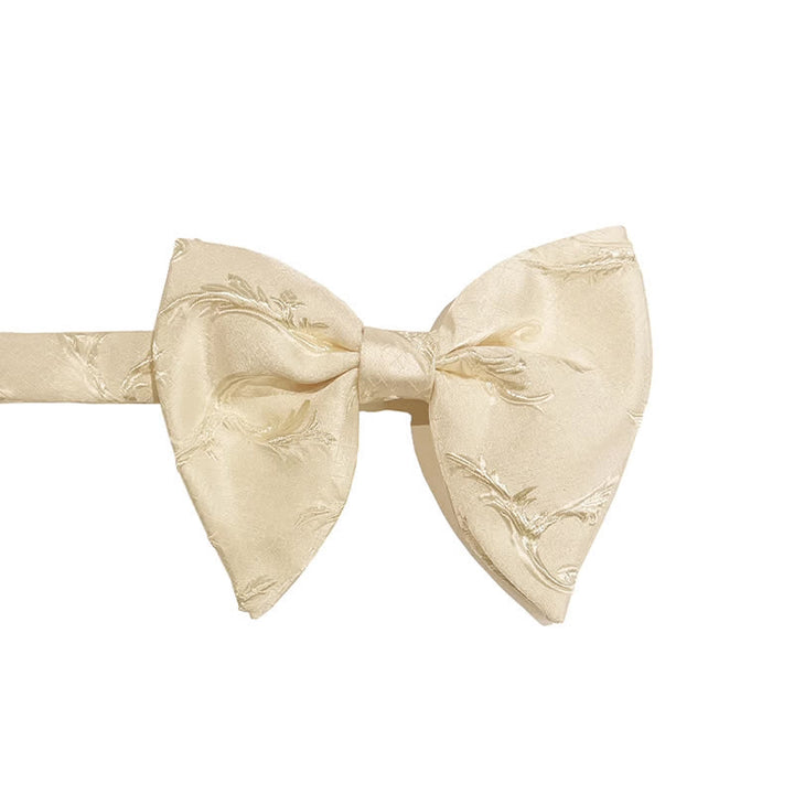 Papillon oversize a punta in jacquard floreale classico da uomo - Avorio - image 0