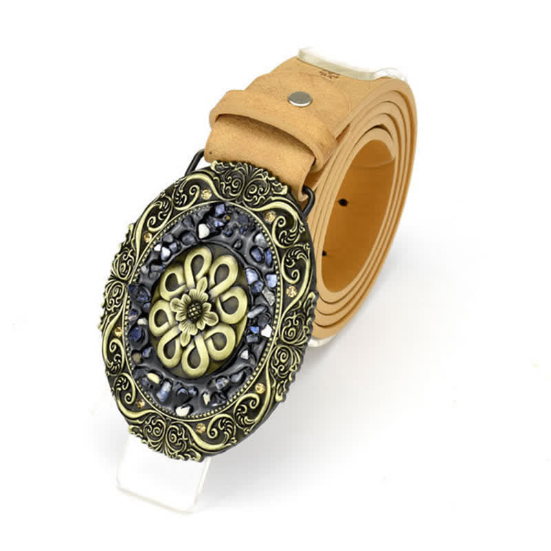 Cintura in pelle turchese con pietra colorata intarsiata decorativa da donna - image 1