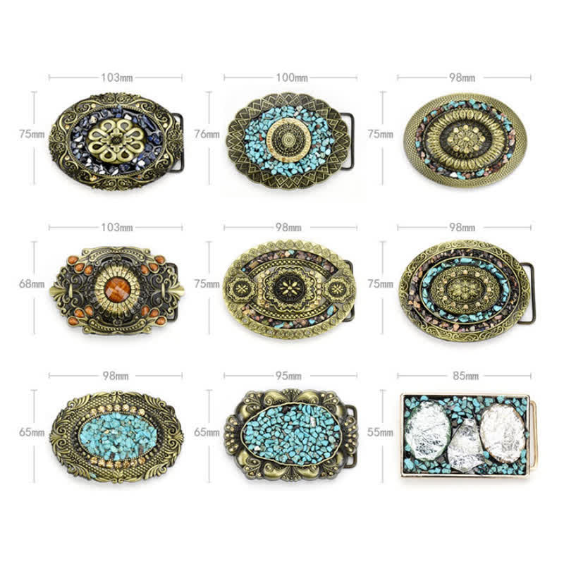 Cintura in pelle turchese con pietra colorata intarsiata decorativa da donna - image 2