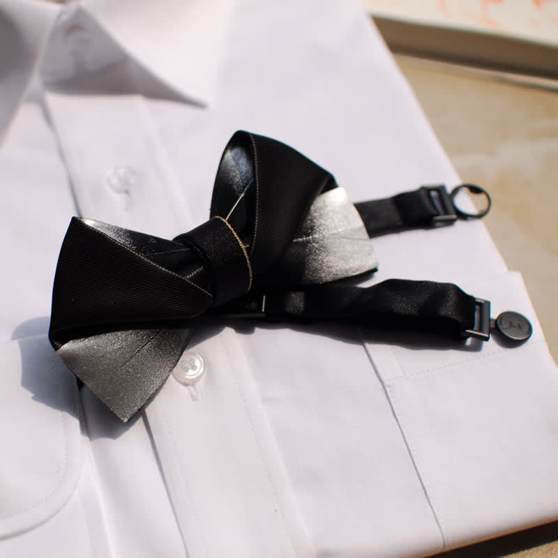 Papillon da uomo con motivo a piume bianco e nero sfumato
