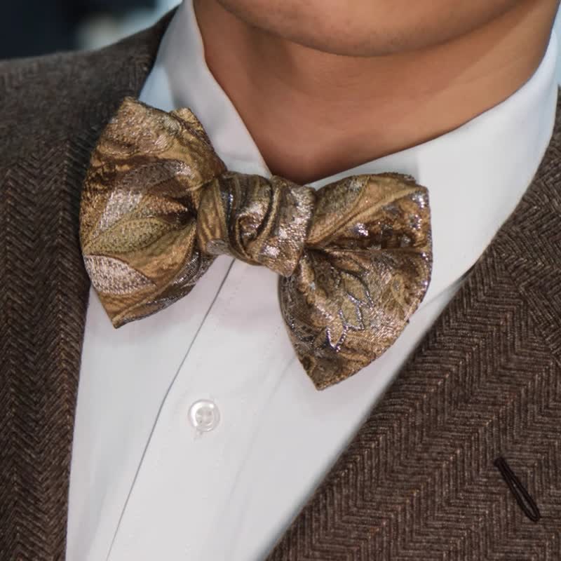 Papillon oversize di lusso da uomo a coda di pesce color champagne - image 4