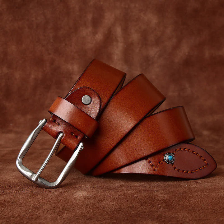 Cintura in pelle alla moda con abbellimenti classici con perline - Marrone chiaro - 42 - image 8
