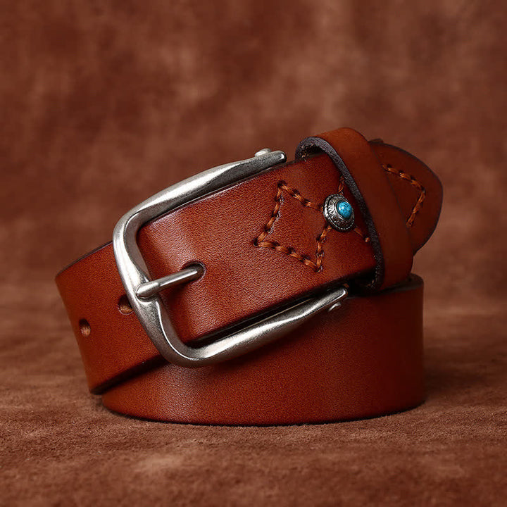 Cintura in pelle alla moda con abbellimenti classici con perline