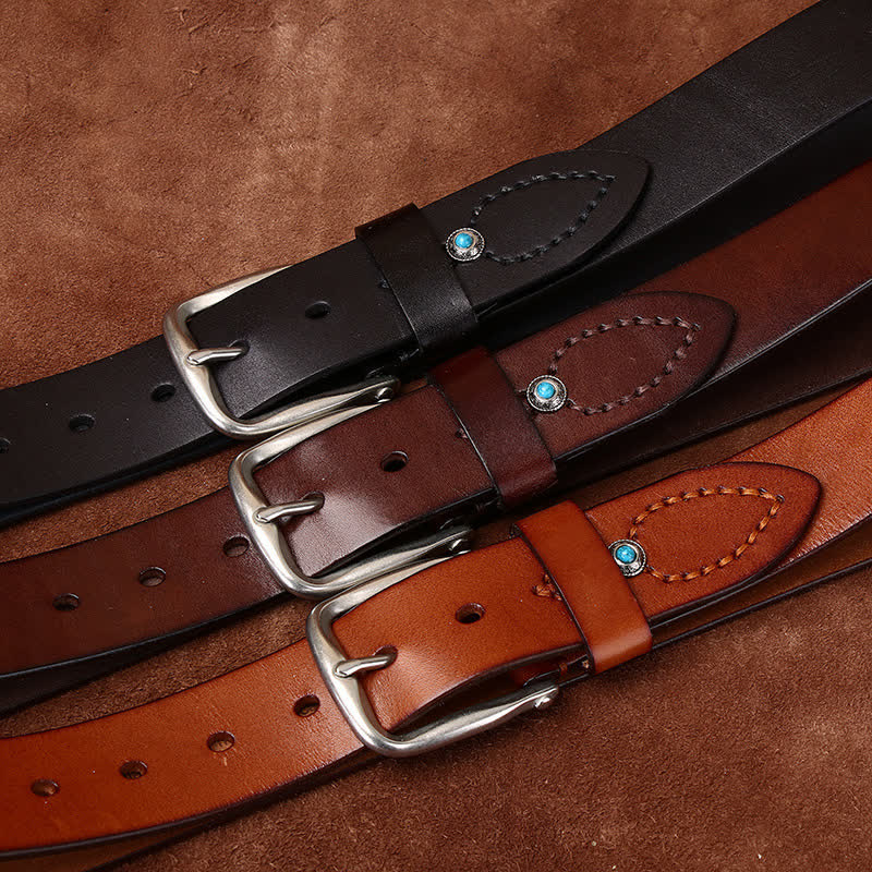 Cintura in pelle alla moda con abbellimenti classici con perline - image 1
