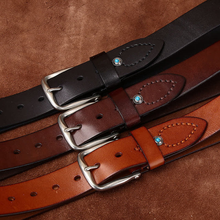 Cintura in pelle alla moda con abbellimenti classici con perline - image 1