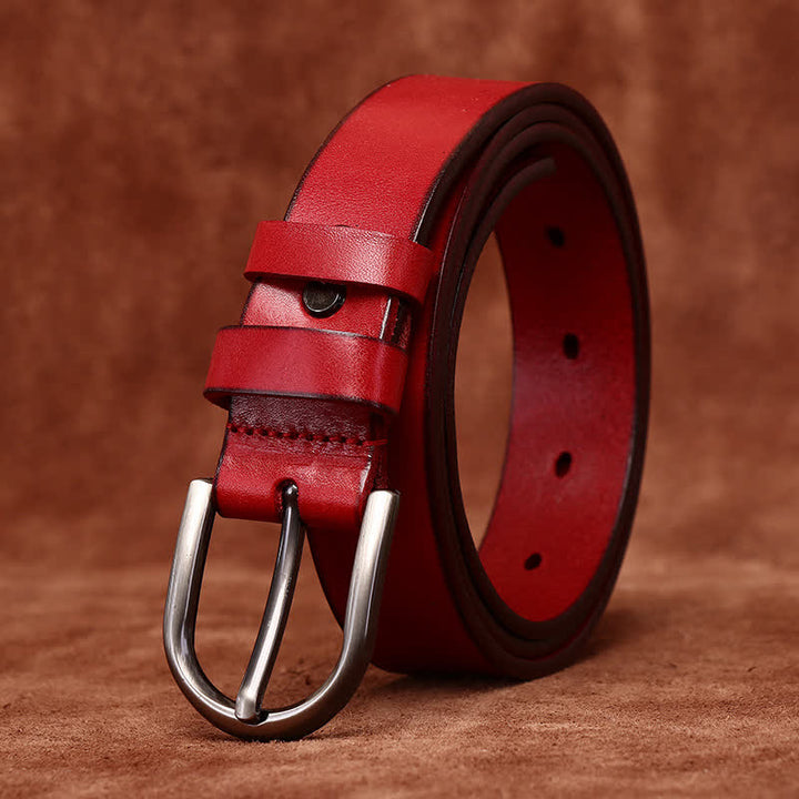 Cintura in pelle sottile casual alla moda con rivetti in metallo