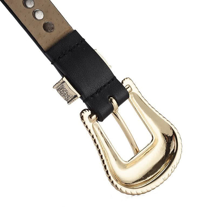 Cintura in pelle con borchie in strass di lusso alla moda da donna