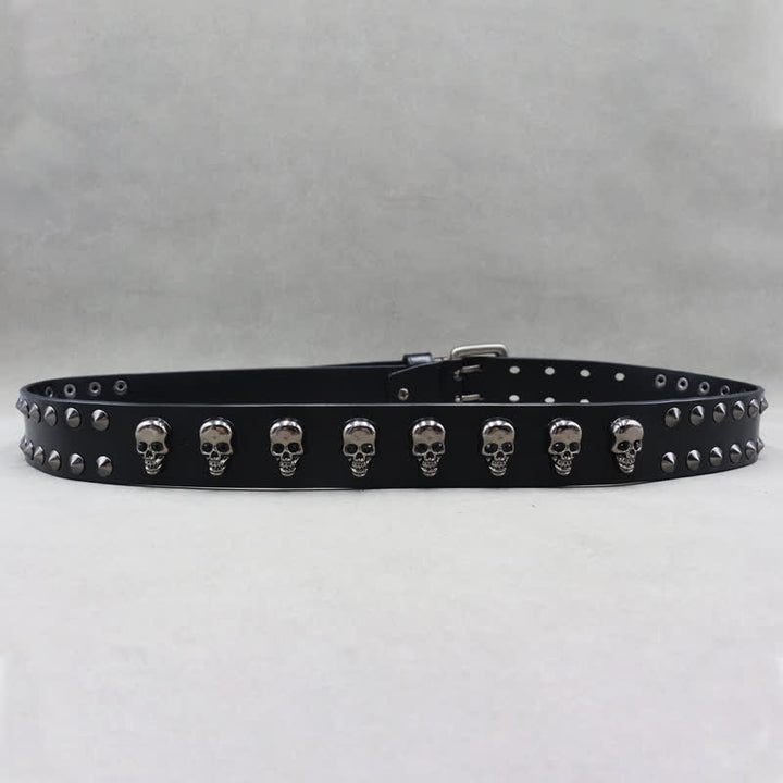 Cintura in pelle con doppio perno e rivetti a forma di teschio hip hop - image 6