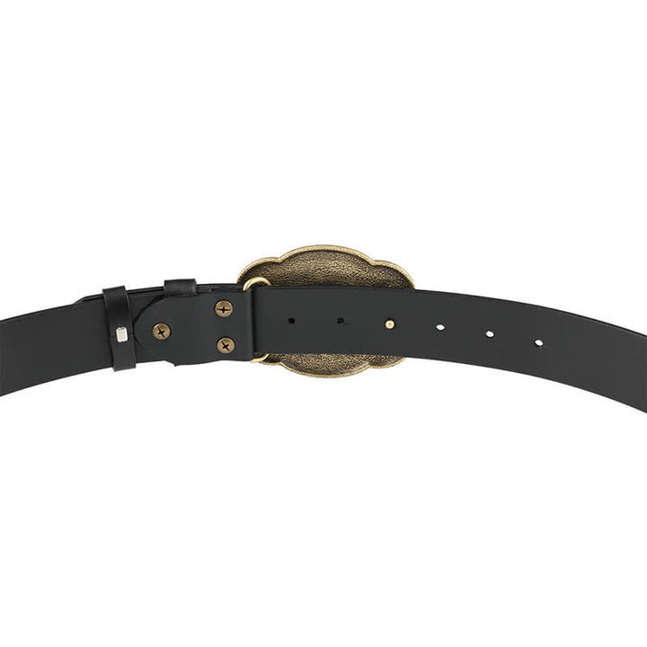 Cintura in pelle con testa di toro Longhorn in bronzo rodeo