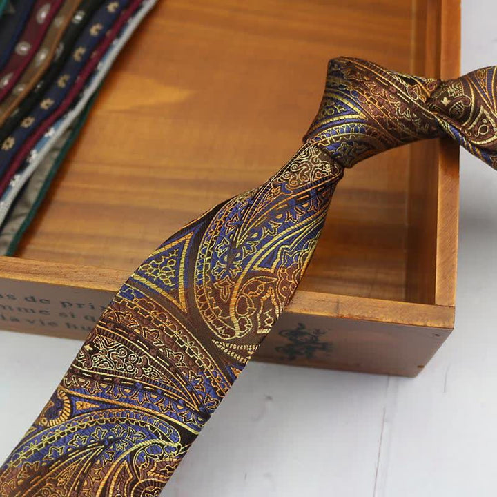 Cravatta classica da uomo con motivo anacardi e limone - Paisley marrone - image 13