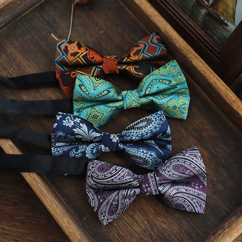 Papillon da uomo con motivo jacquard Paisley dai colori vivaci - image 0