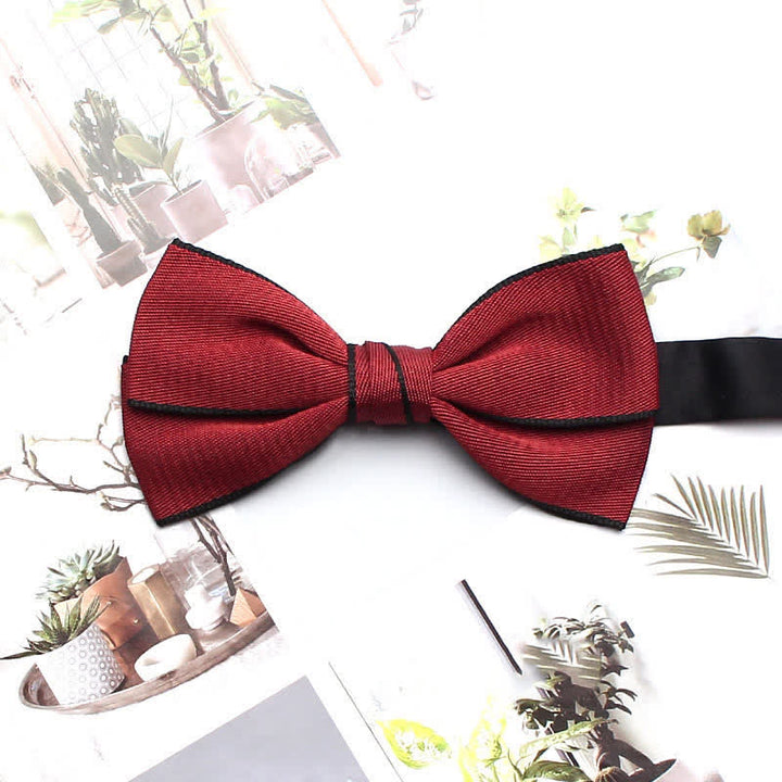 Papillon da uomo con bordo a linea tinta unita doppio