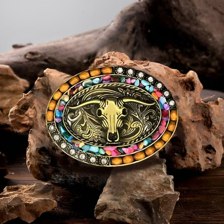 Cintura in pelle con fibbia in perline di legno di toro portafortuna fai da te da uomo - Toro - Senza cintura - image 0