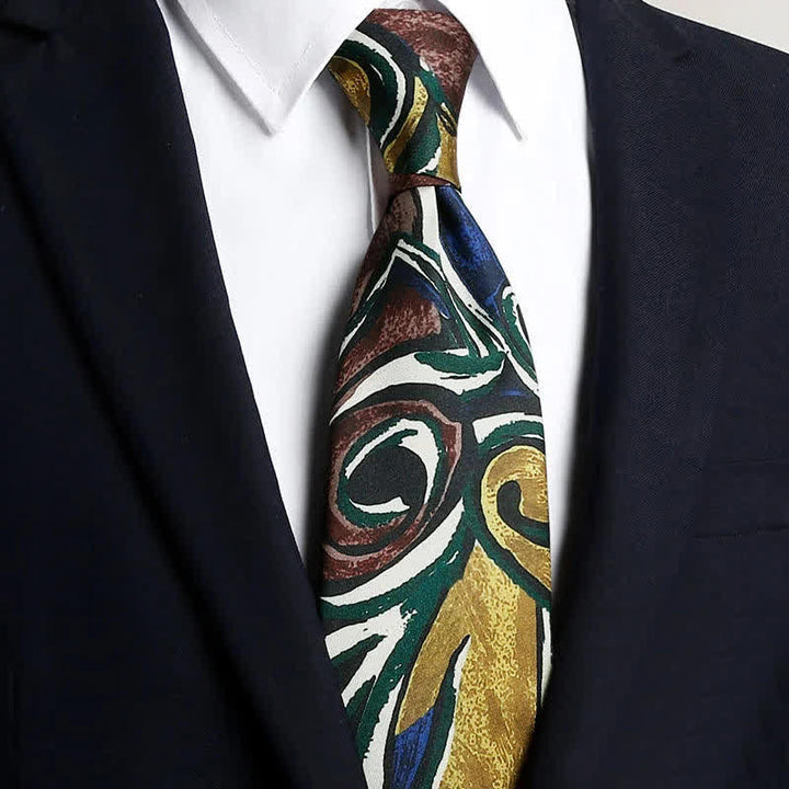 Cravatta da uomo con pittura a olio astratta di moda Freedom