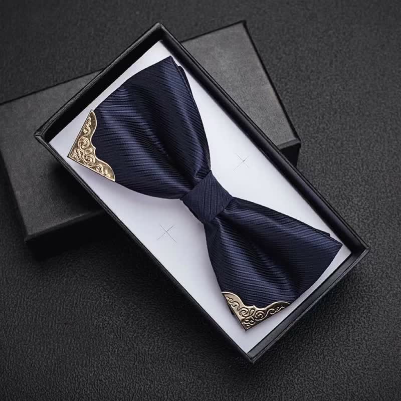 Papillon da uomo in twill con punta in metallo dorato