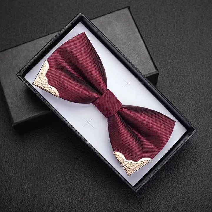 Papillon da uomo in twill con punta in metallo dorato - Borgogna - image 9