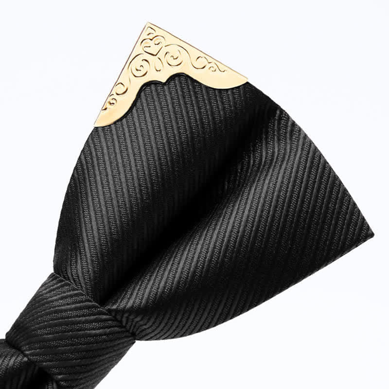 Papillon da uomo in twill con punta in metallo dorato
