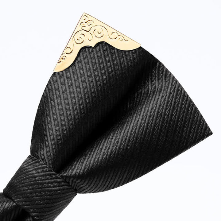 Papillon da uomo in twill con punta in metallo dorato