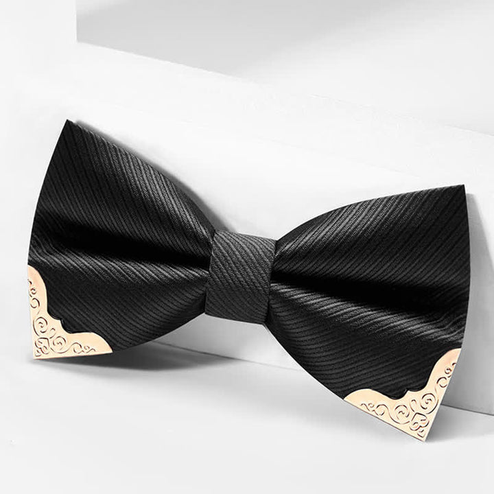 Papillon da uomo in twill con punta in metallo dorato
