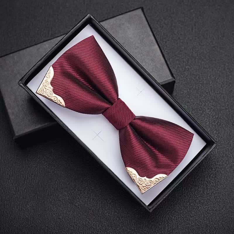 Papillon da uomo in twill con punta in metallo dorato - Borgogna - image 9