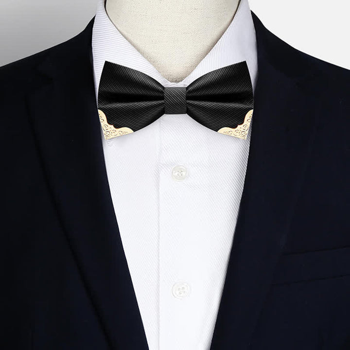 Papillon da uomo in twill con punta in metallo dorato