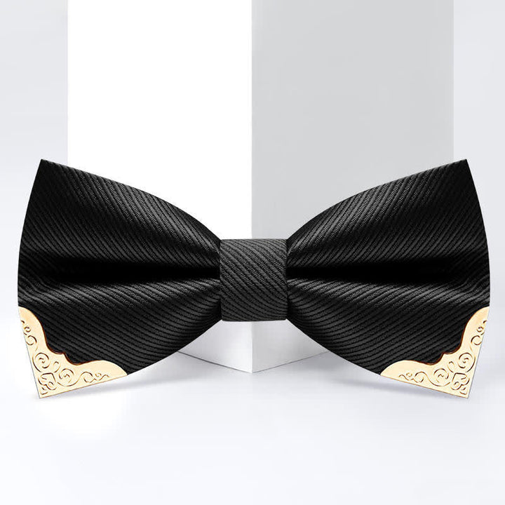 Papillon da uomo in twill con punta in metallo dorato