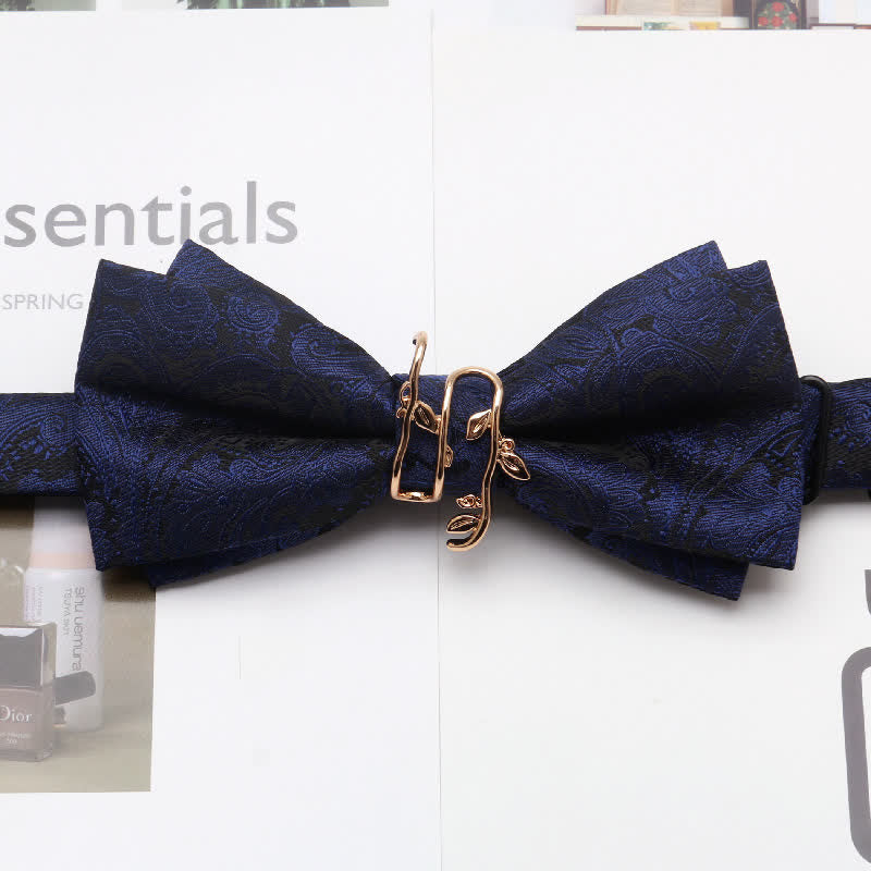 Papillon da uomo con motivo Paisley Golden Vine Leaf Branch