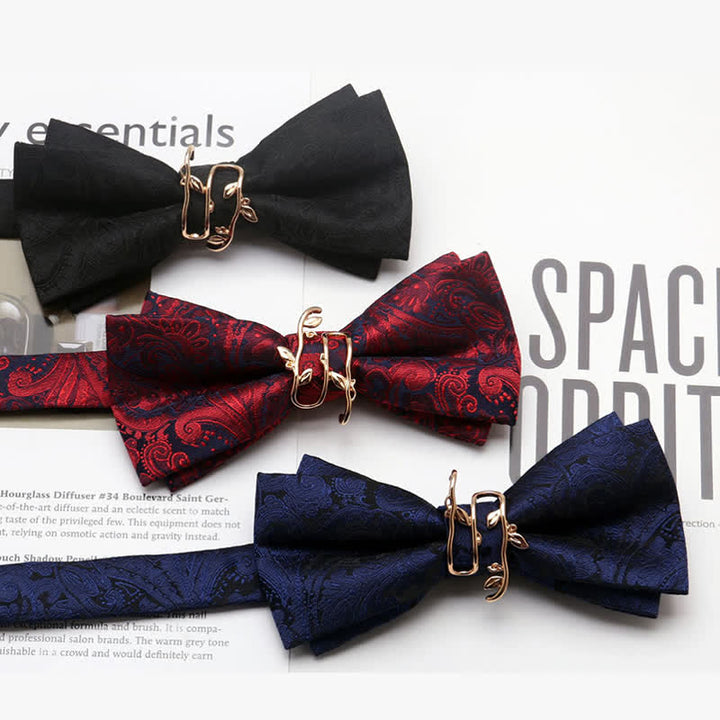 Papillon da uomo con motivo Paisley Golden Vine Leaf Branch