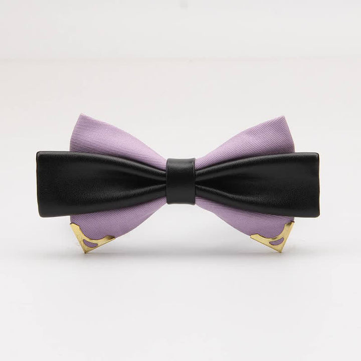 Papillon da uomo in pelle doppia con bordo in metallo dorato - Viola - image 19
