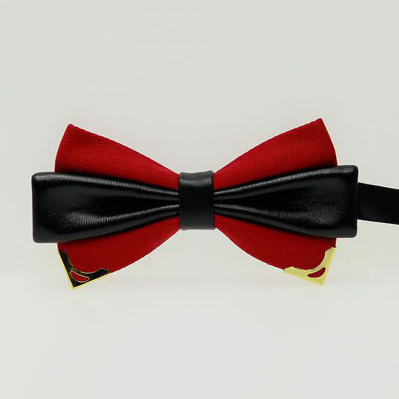 Papillon da uomo in pelle doppia con bordo in metallo dorato - Rosso - image 10