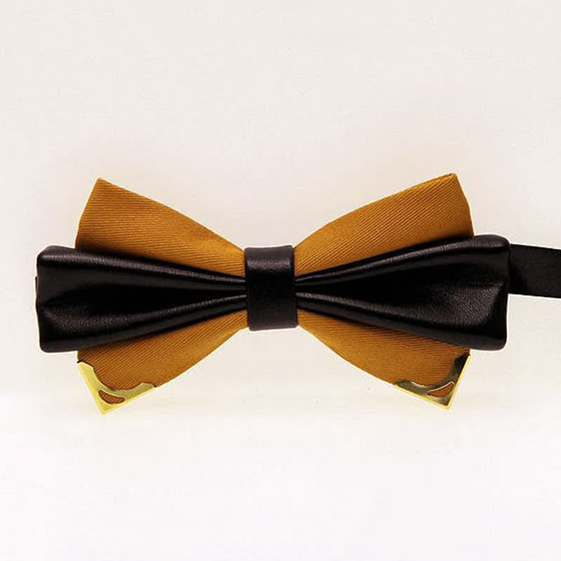 Papillon da uomo in pelle doppia con bordo in metallo dorato - Verga d'oro - image 13