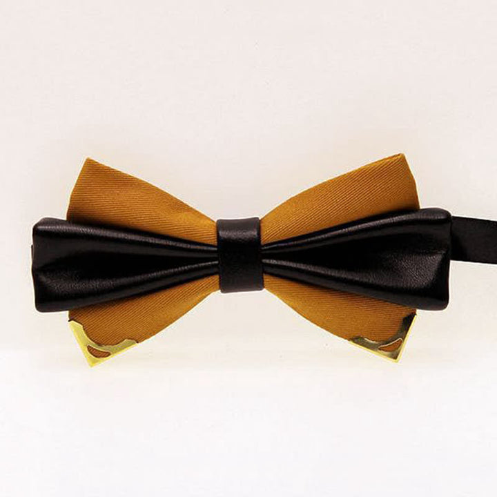 Papillon da uomo in pelle doppia con bordo in metallo dorato - Verga d'oro - image 13