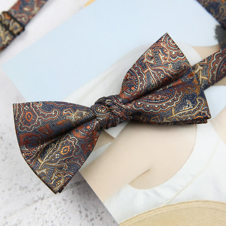 Papillon da uomo con motivo Paisley arancione sfumato di lusso