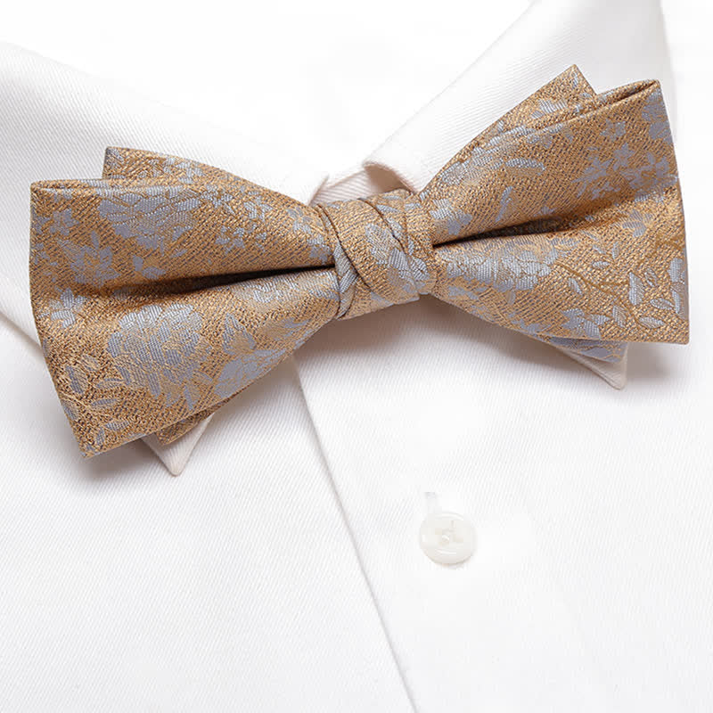 Papillon doppio strato con fiori champagne da uomo