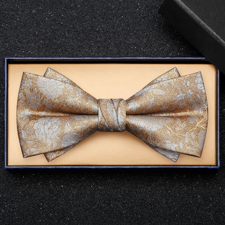Papillon doppio strato con fiori champagne da uomo