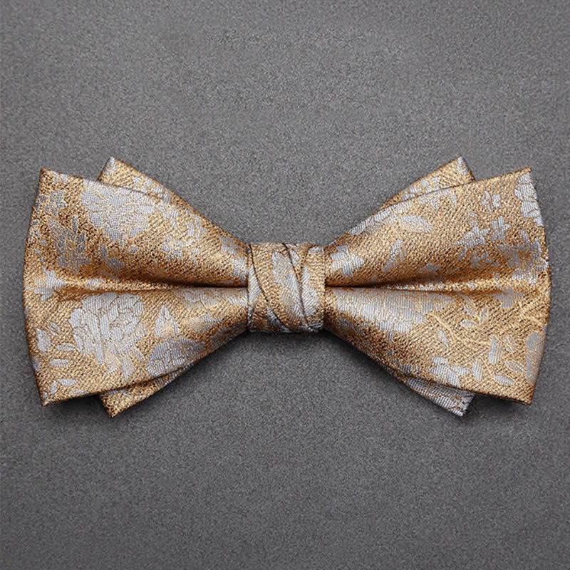 Papillon doppio strato con fiori champagne da uomo - image 3