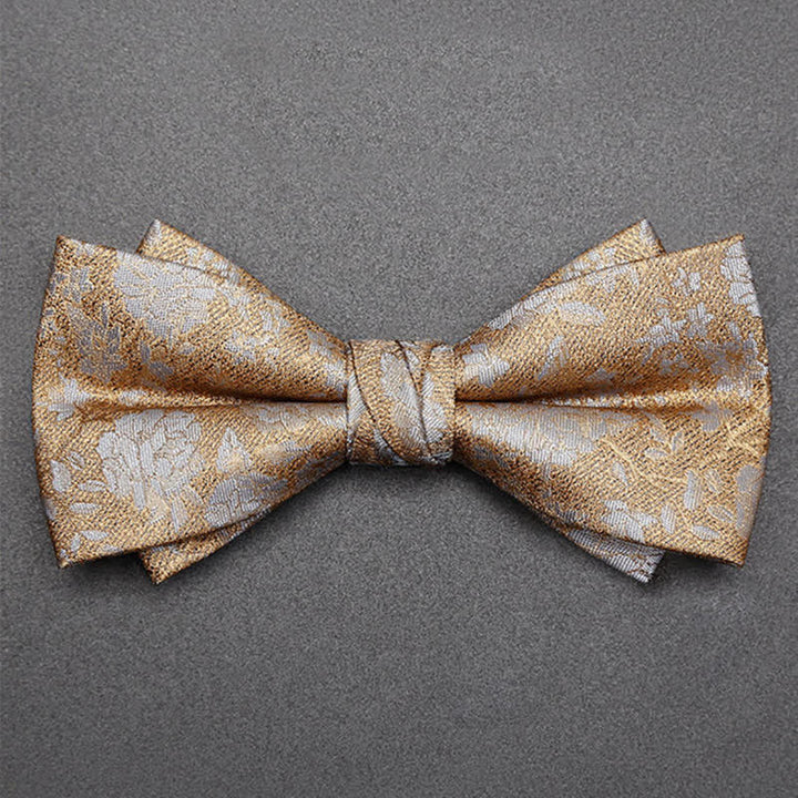 Papillon doppio strato con fiori champagne da uomo - image 3