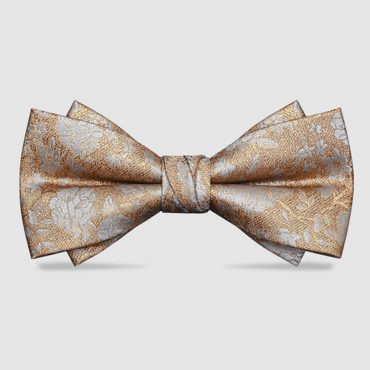 Papillon doppio strato con fiori champagne da uomo