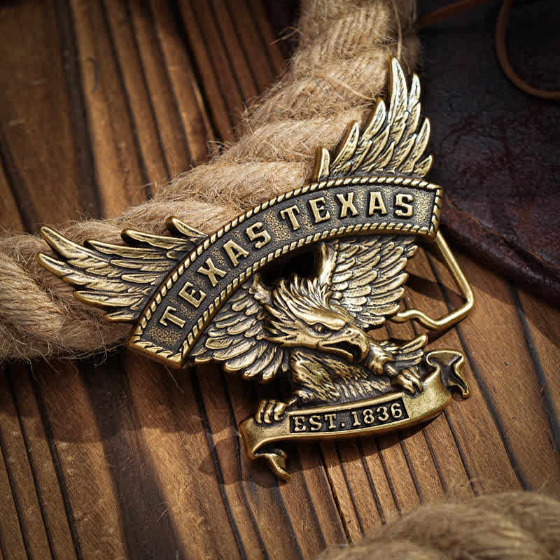 Cintura in pelle fai da te da uomo con fibbia Western Texas Eagle retrò