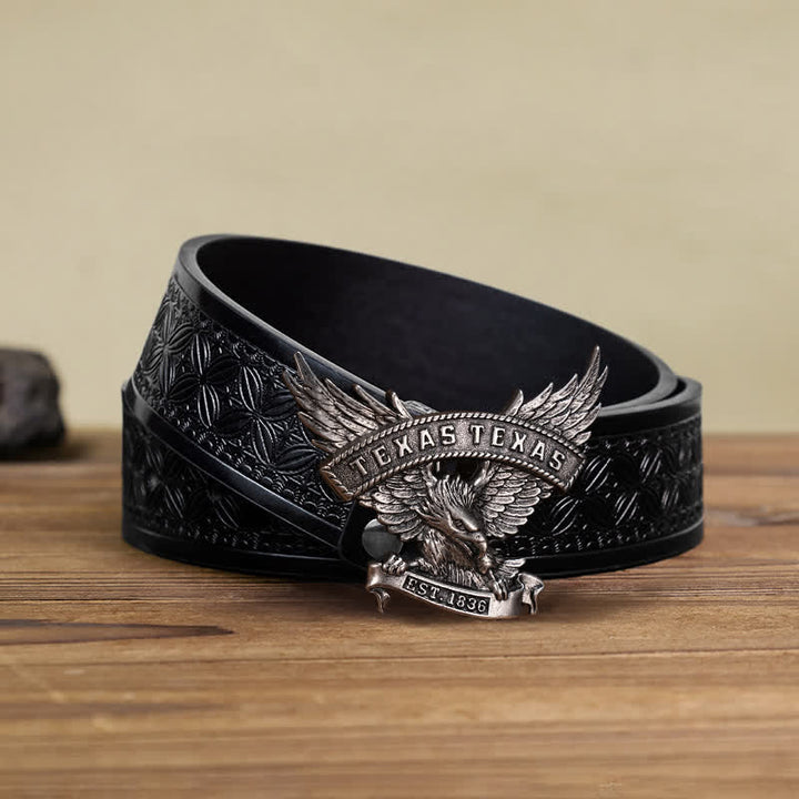 Cintura in pelle fai da te da uomo con fibbia Western Texas Eagle retrò