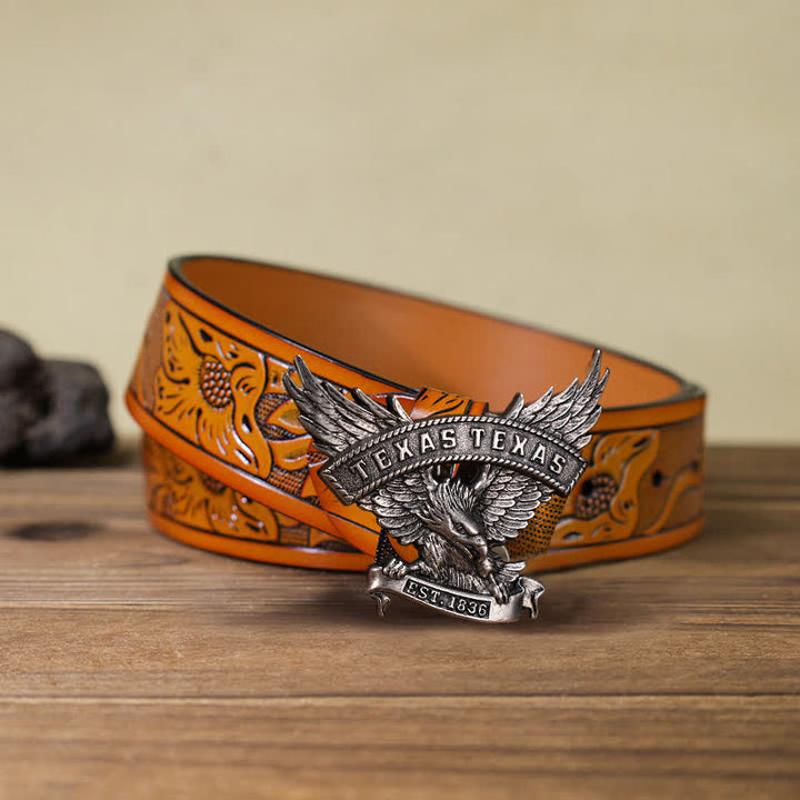Cintura in pelle fai da te da uomo con fibbia Western Texas Eagle retrò