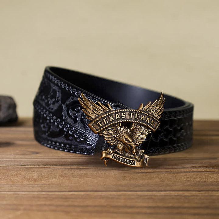Cintura in pelle fai da te da uomo con fibbia Western Texas Eagle retrò
