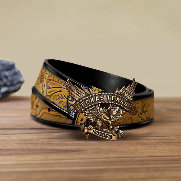 Cintura in pelle fai da te da uomo con fibbia Western Texas Eagle retrò