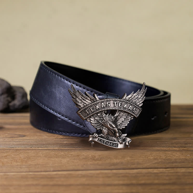 Cintura in pelle fai da te da uomo con fibbia Western Texas Eagle retrò