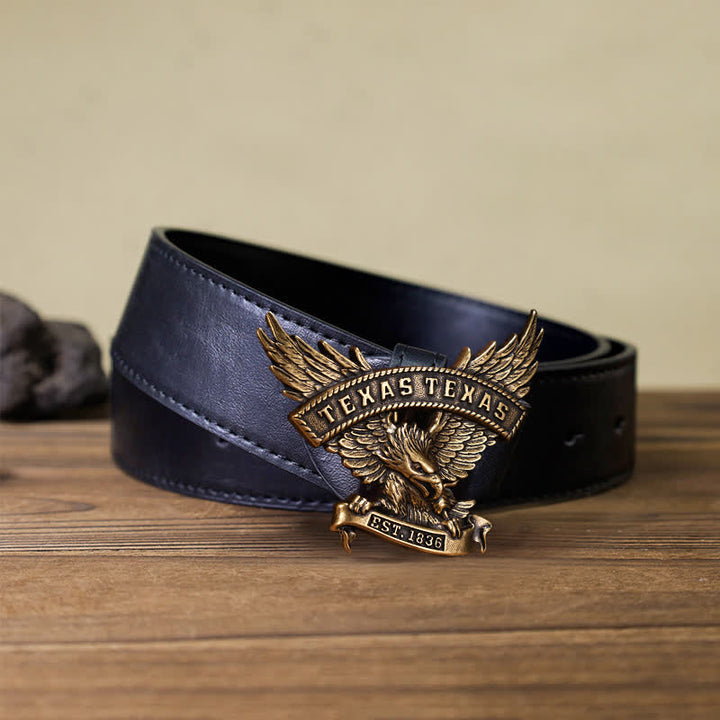 Cintura in pelle fai da te da uomo con fibbia Western Texas Eagle retrò