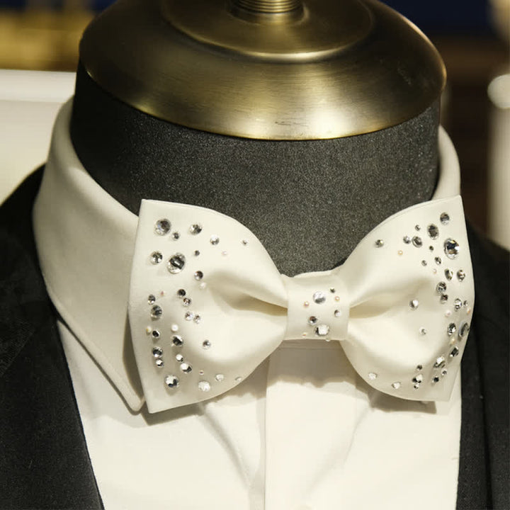 Papillon da uomo con stelle e strass scintillanti e galassia - Bianco - image 9