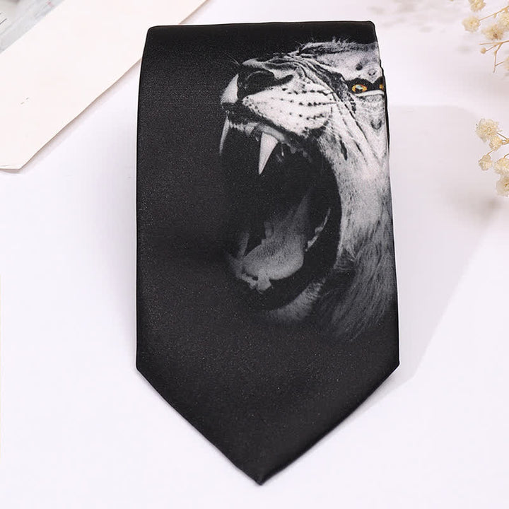 Cravatta sottile da uomo con stampa animalier divertente