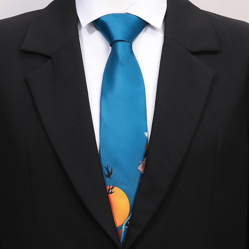 Cravatta sottile da uomo con stampa animalier divertente