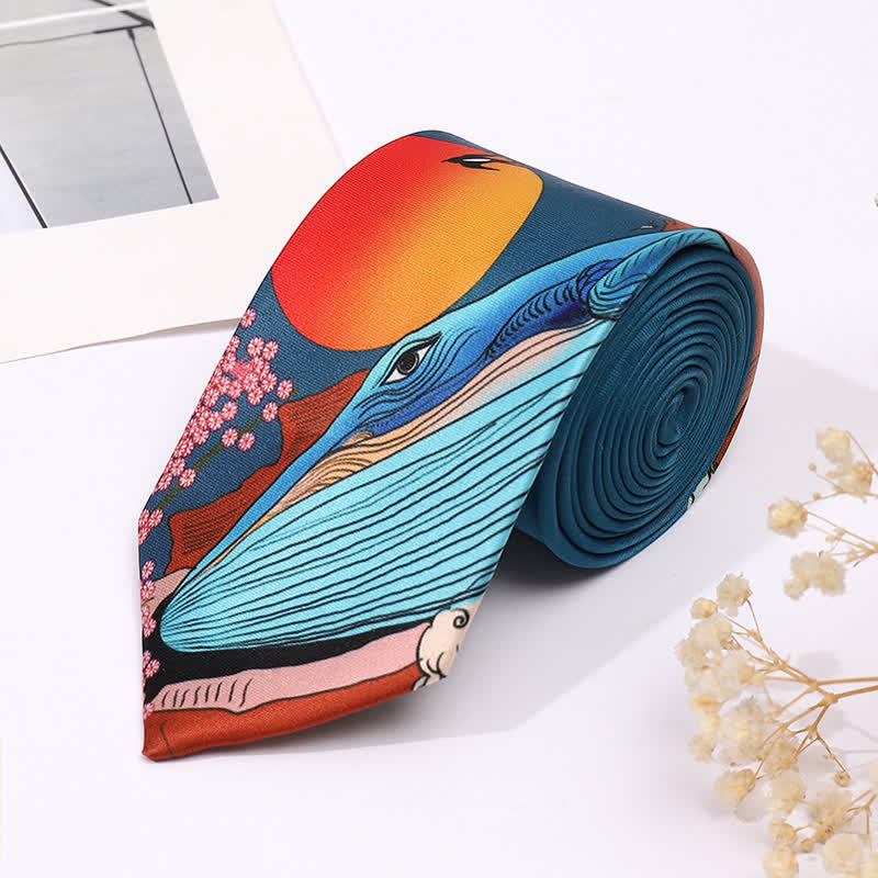 Cravatta sottile da uomo con stampa animalier divertente